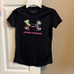Under Armour Kids Black Tee with Multicolor Logo